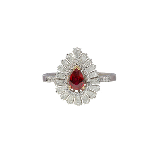 Regal Radiance Ring in White Gold With White Diamonds & Ruby