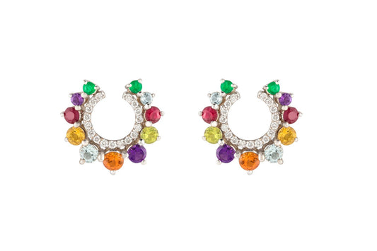 GAIA Earrings In White Gold With Precious Stones