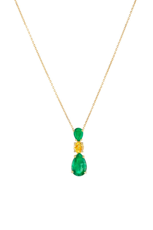 OneSeven Necklace In Yellow Gold With Emeralds