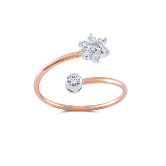 QAMAR Ring In Rose & White Gold With White Diamonds