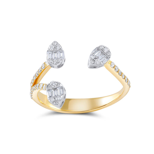 QAMAR Ring In Yellow & White Gold With White Diamonds